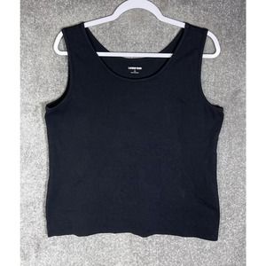 Lands End Sleeveless Scoop Neck Tank Top Womens‎ Size Large 14-16 Black Cotton